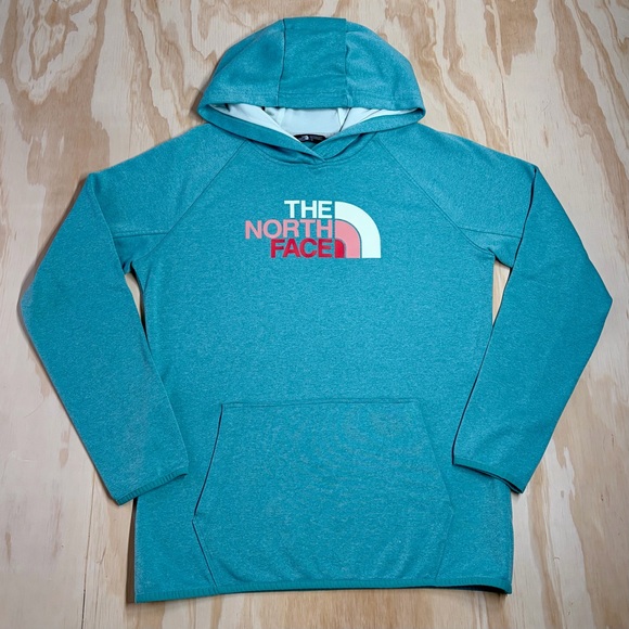 The North Face Tops - The North Face Fave Half Dome Pullover Hoodie L Women’s Agate Green Heather/Ambr
